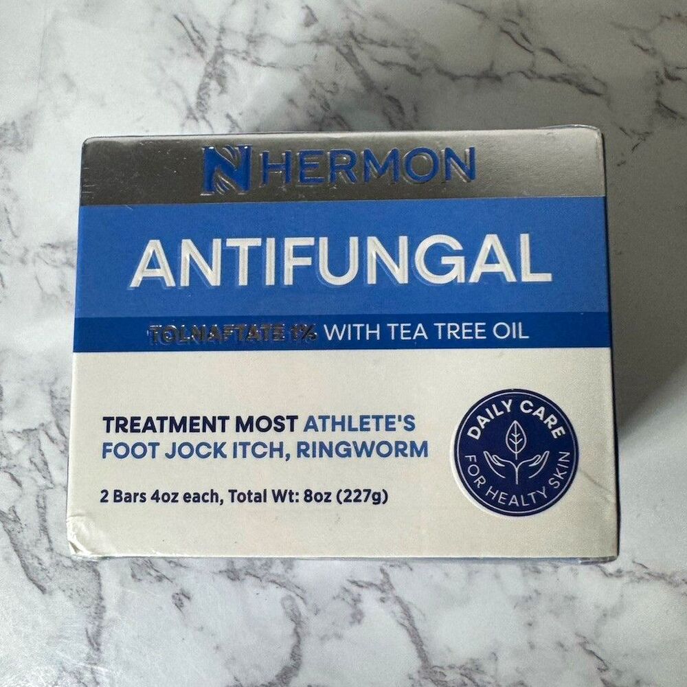 Hermon Antifungal Tolnaftate 1% Tea Tree Oil Foot Bar Soap, 2 Bars 8 oz